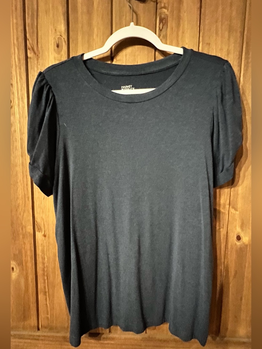 Women’s Puff Sleeve Crewneck Top - Navy Blue